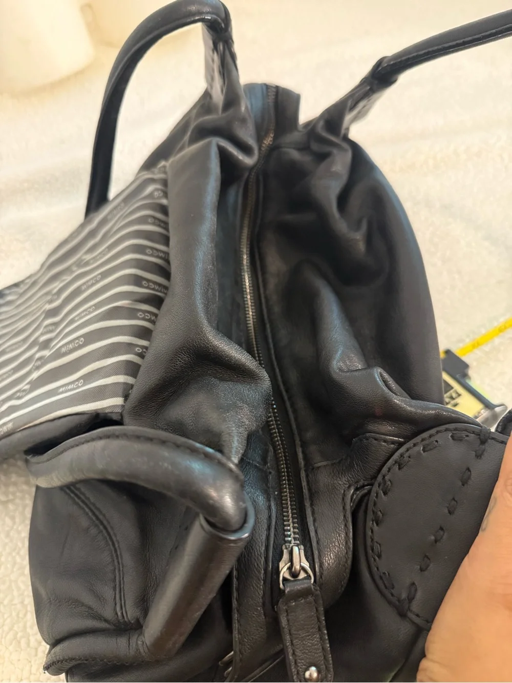 MIMCO Black Leather Slouchy Shoulder Bag Y2K